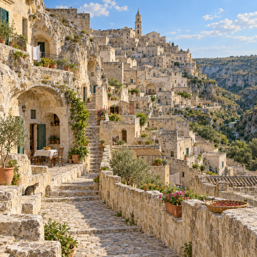 Una casa de piedra de Matera