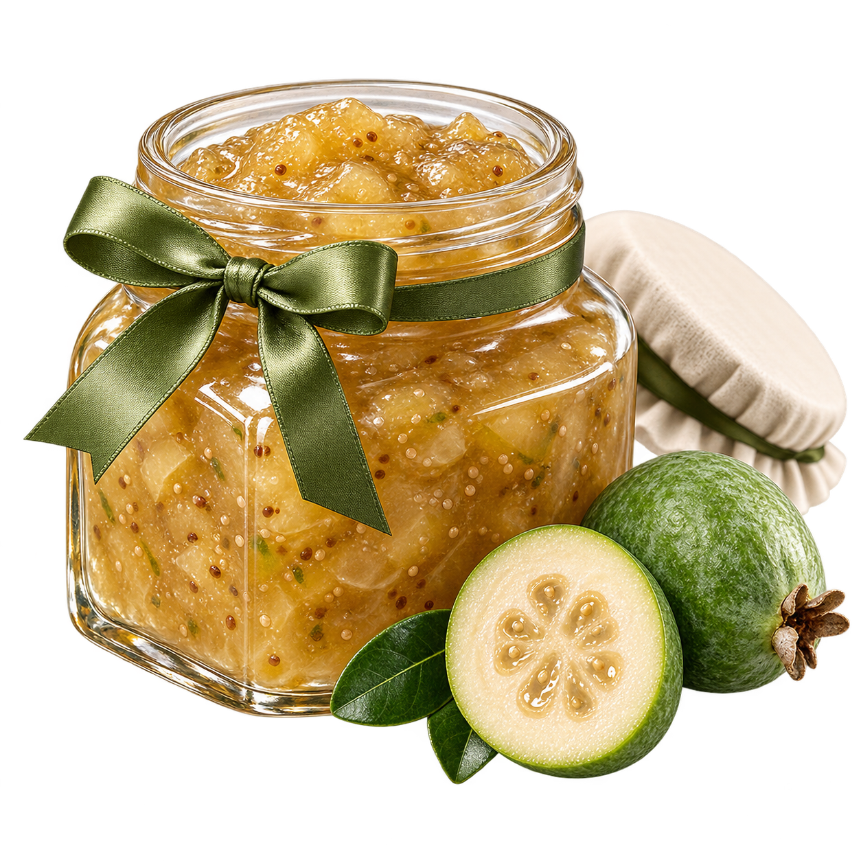 Feijoa: green outside, surprising inside
