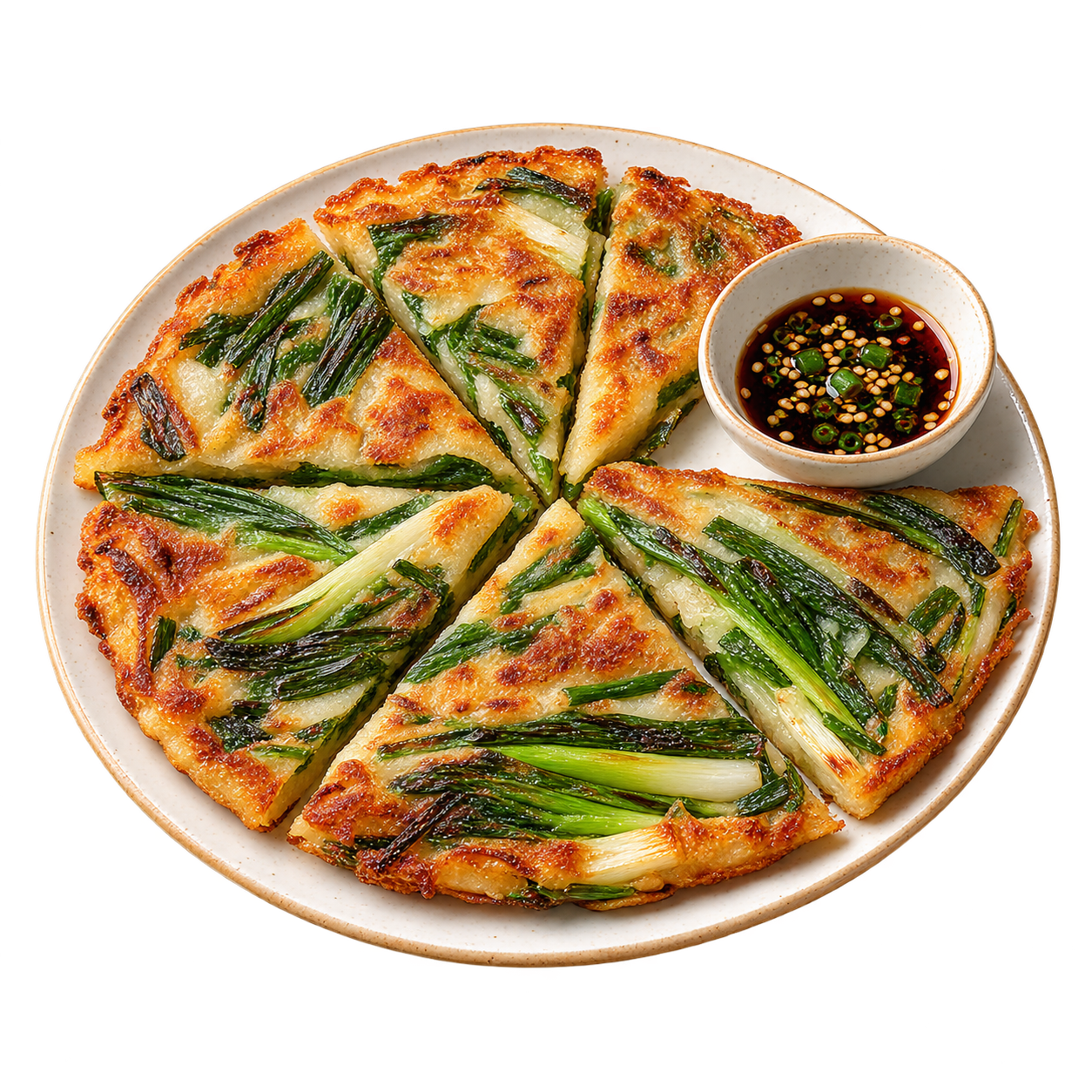 Pajeon: Frühlingszwiebeln ziehen Streifen