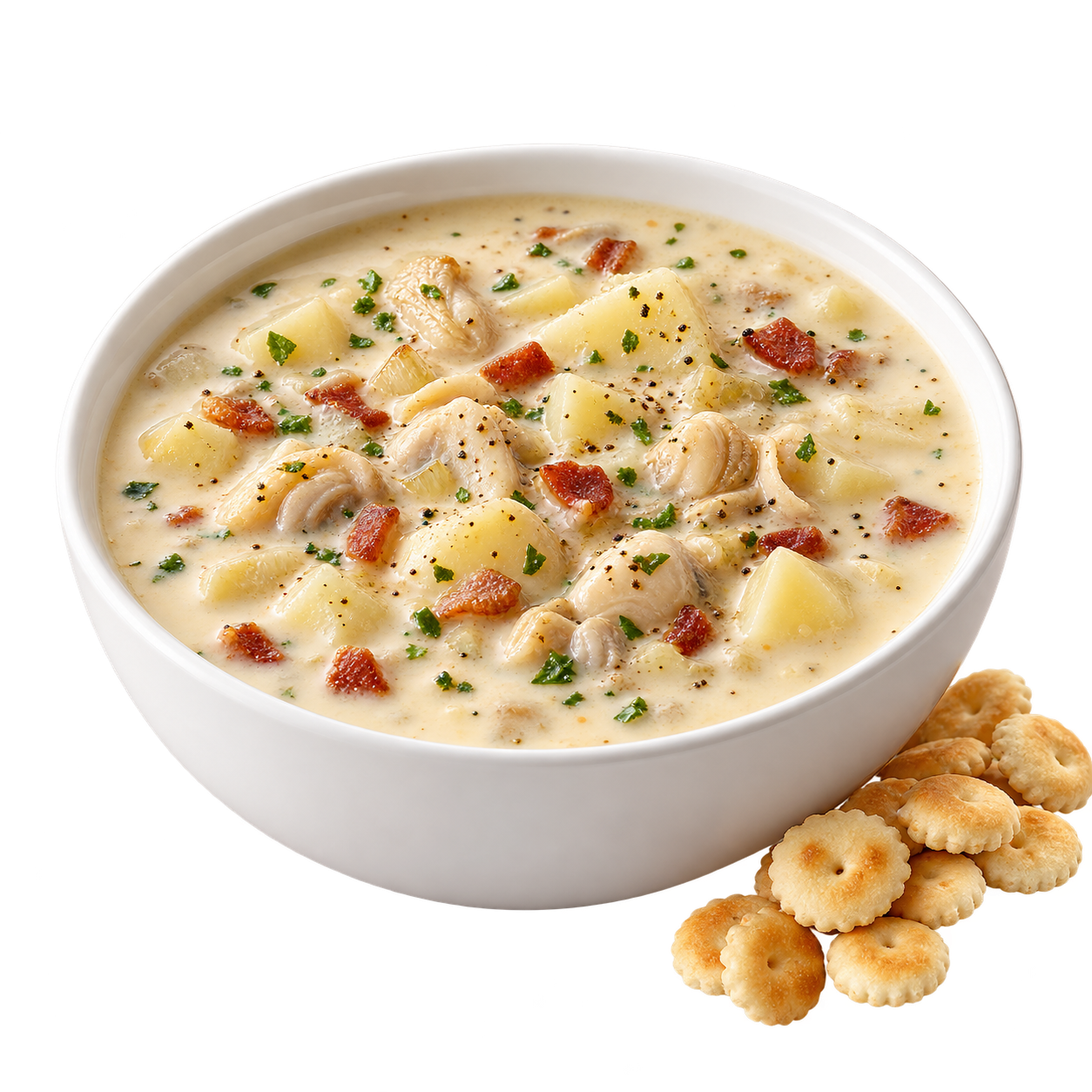 Clam Chowder: Muscheln unter weißer Decke