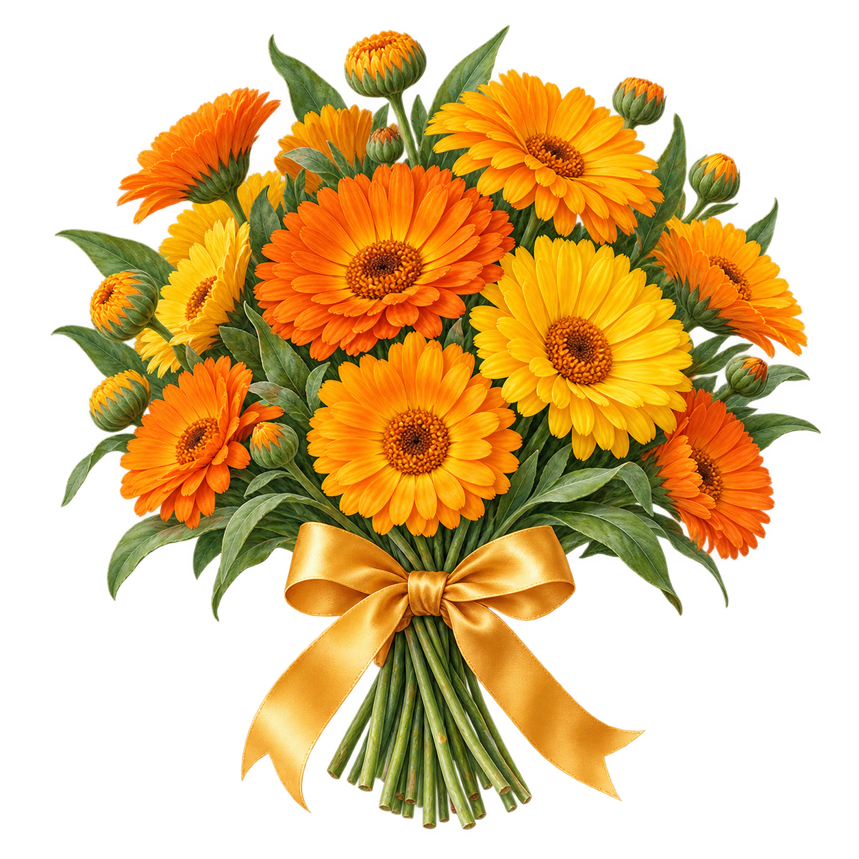 Bouquet “Golden Afternoon”: yellow and orange calendula